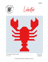 Load image into Gallery viewer, Lobster FPP Quilt Block Pattern - PDF Instant Download