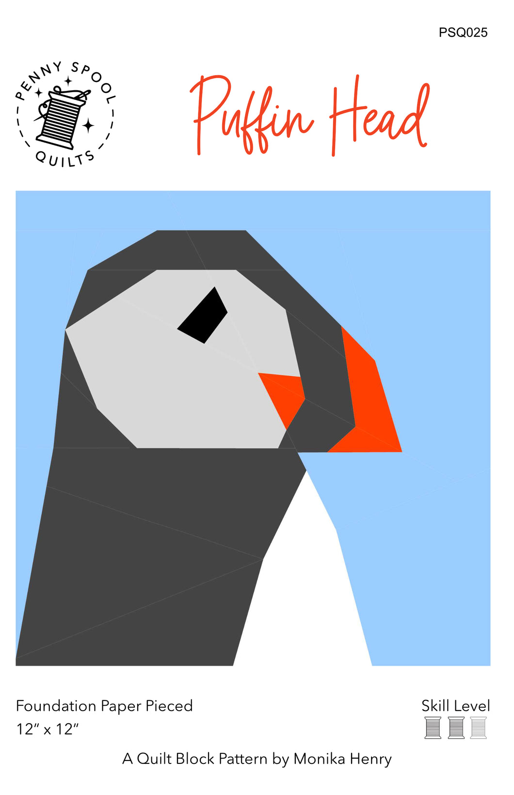 Puffin Head FPP Quilt Block Pattern - PRINTED PATTERN