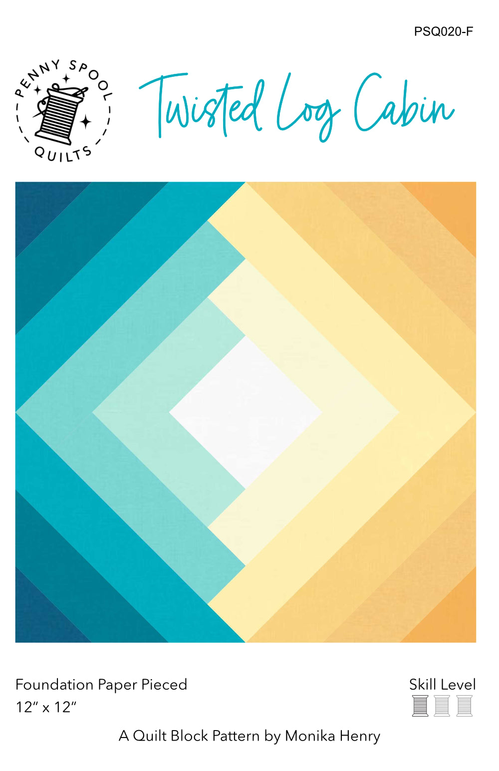 Twisted Log Cabin FPP Quilt Block PRINTED PATTERN – Penny Spool