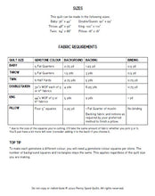 Load image into Gallery viewer, Facets quilt pattern by Penny Spool Quilts. Table of fabric requirements
