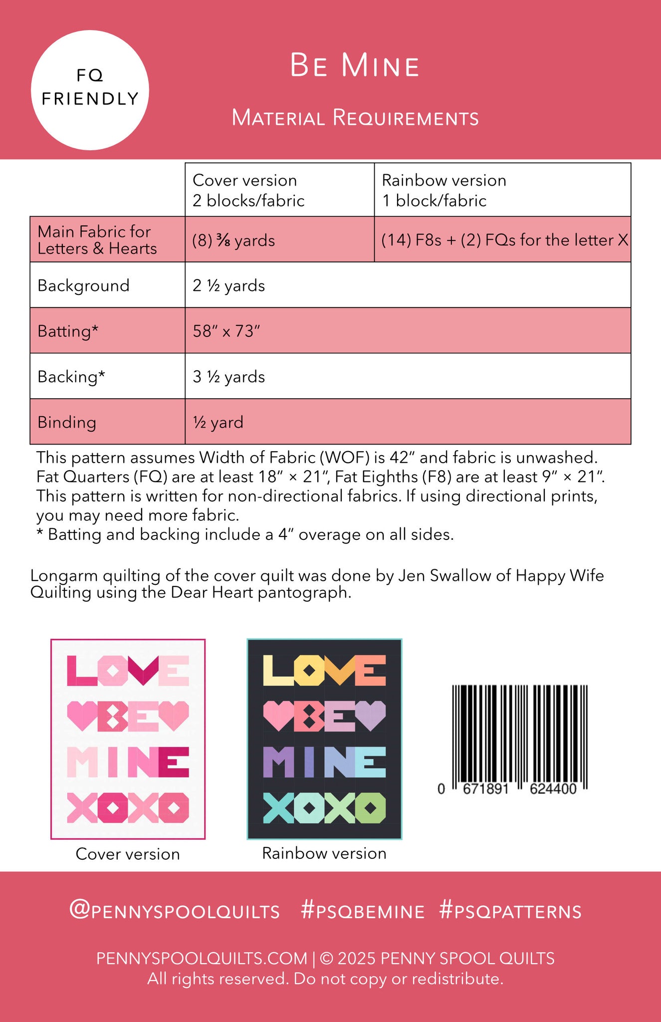 Be Mine Quilt Pattern - PRINTED PATTERN – Penny Spool Quilts