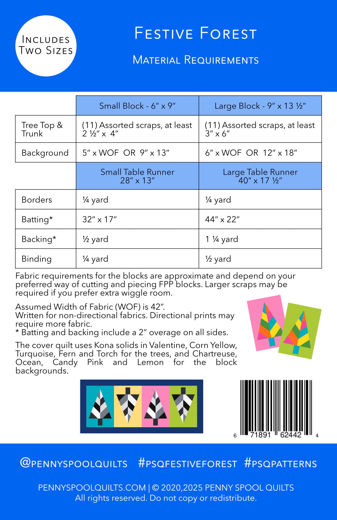 Festive Forest FPP Table Runner Pattern - PRINTED PATTERN – Penny Spool ...