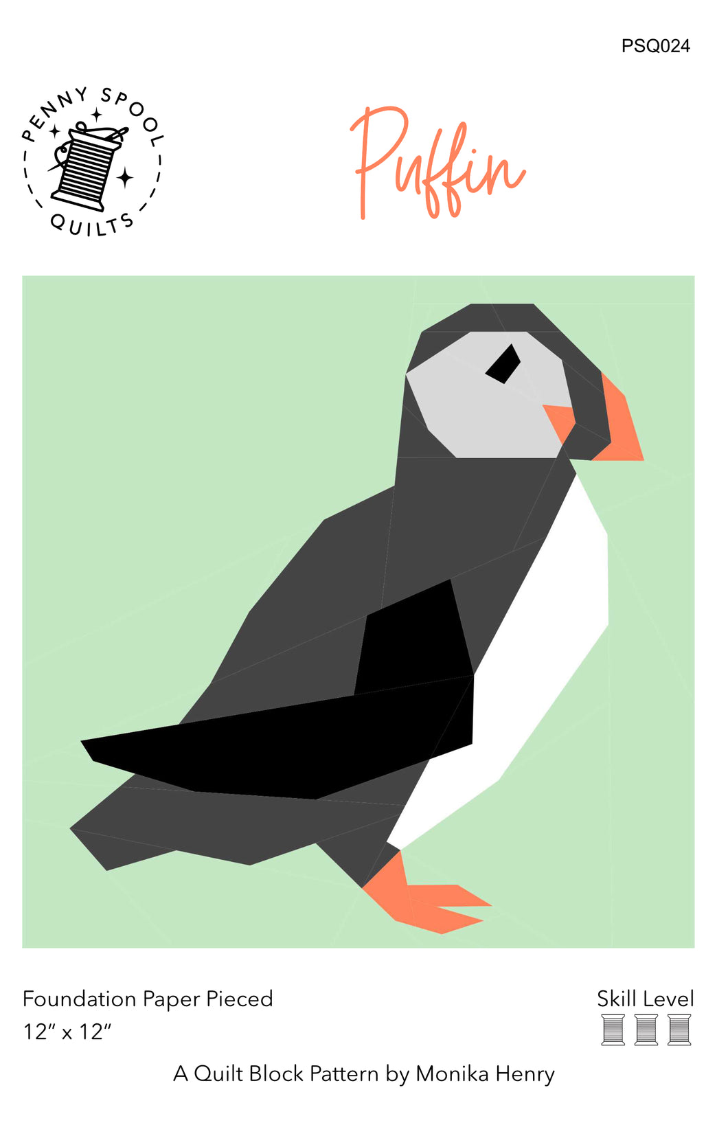 Puffin FPP Quilt Block Pattern - PRINTED PATTERN