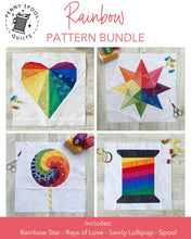 Load image into Gallery viewer, Rainbow FPP Quilt Block BUNDLE - PDF Instant Download
