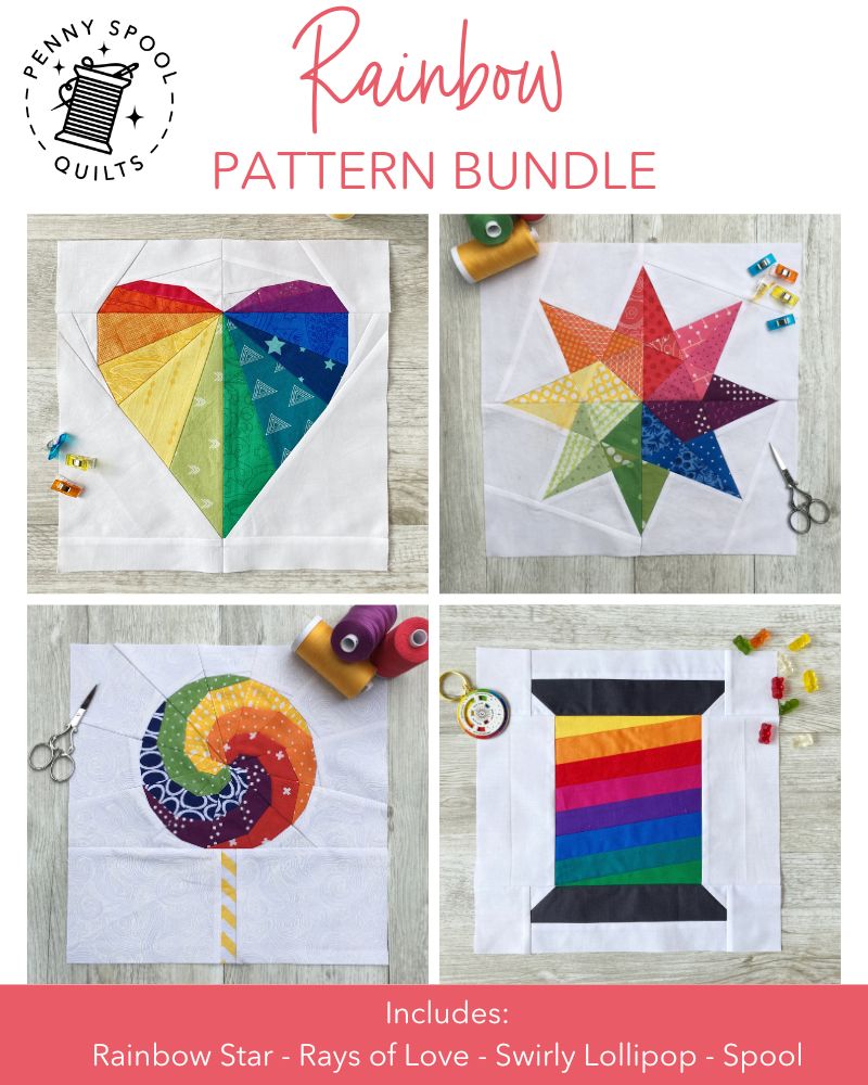 Rainbow FPP Quilt Block BUNDLE - PDF Instant Download