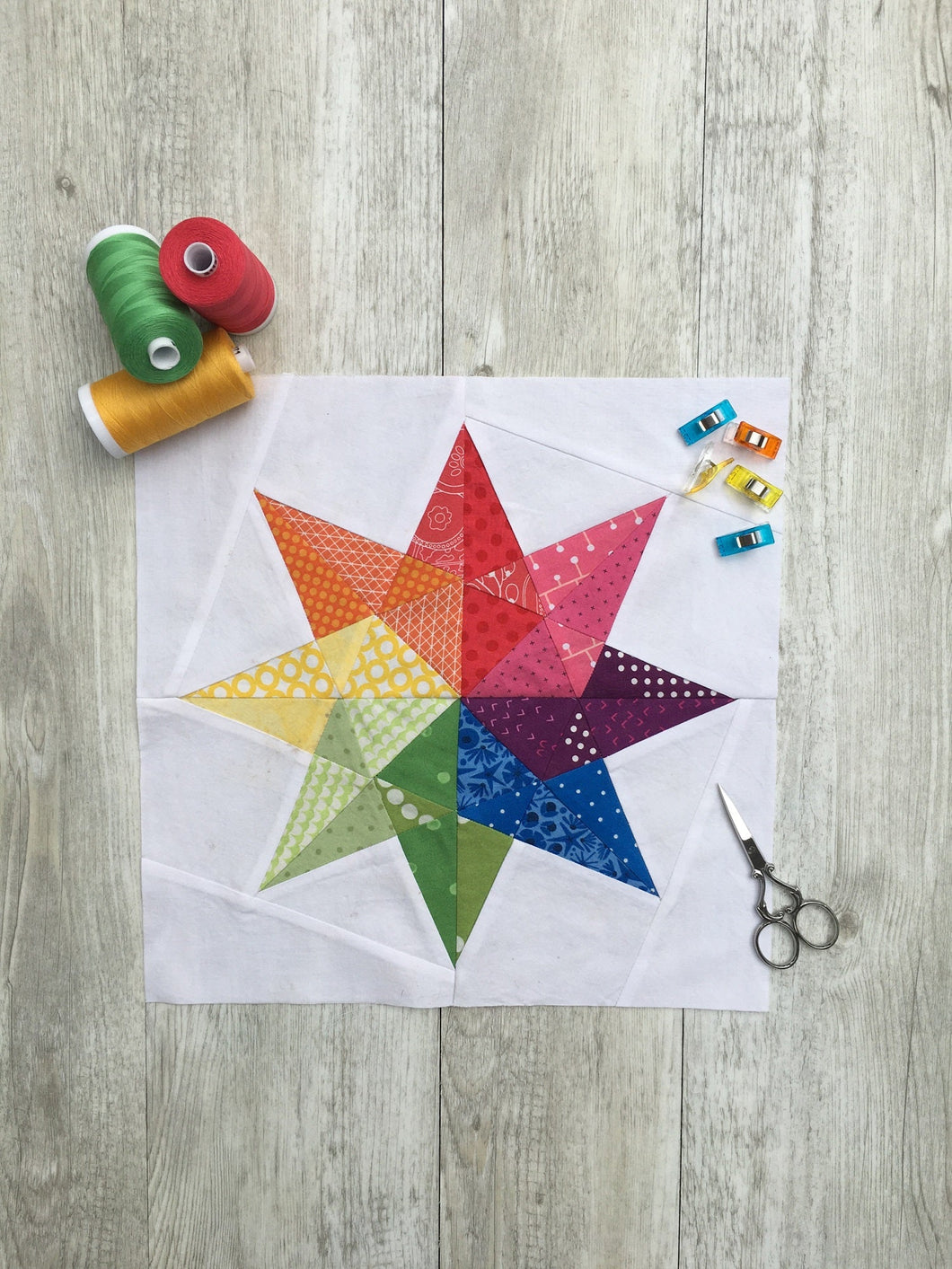 Rainbow Star FPP Quilt Block Pattern - PRINTED PATTERN