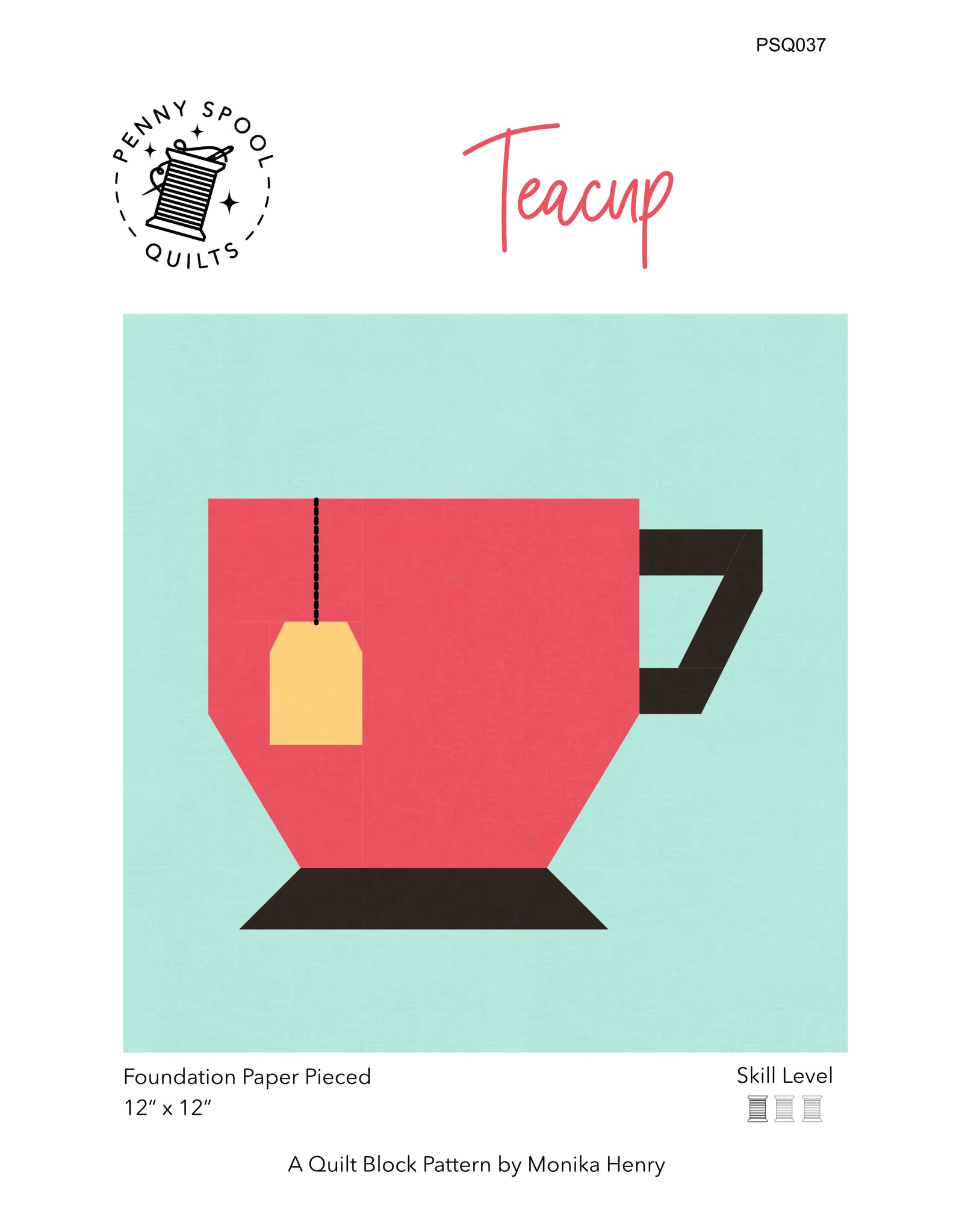 Teacup FPP Quilt Block Pattern PDF Instant Download Penny Spool Quilts