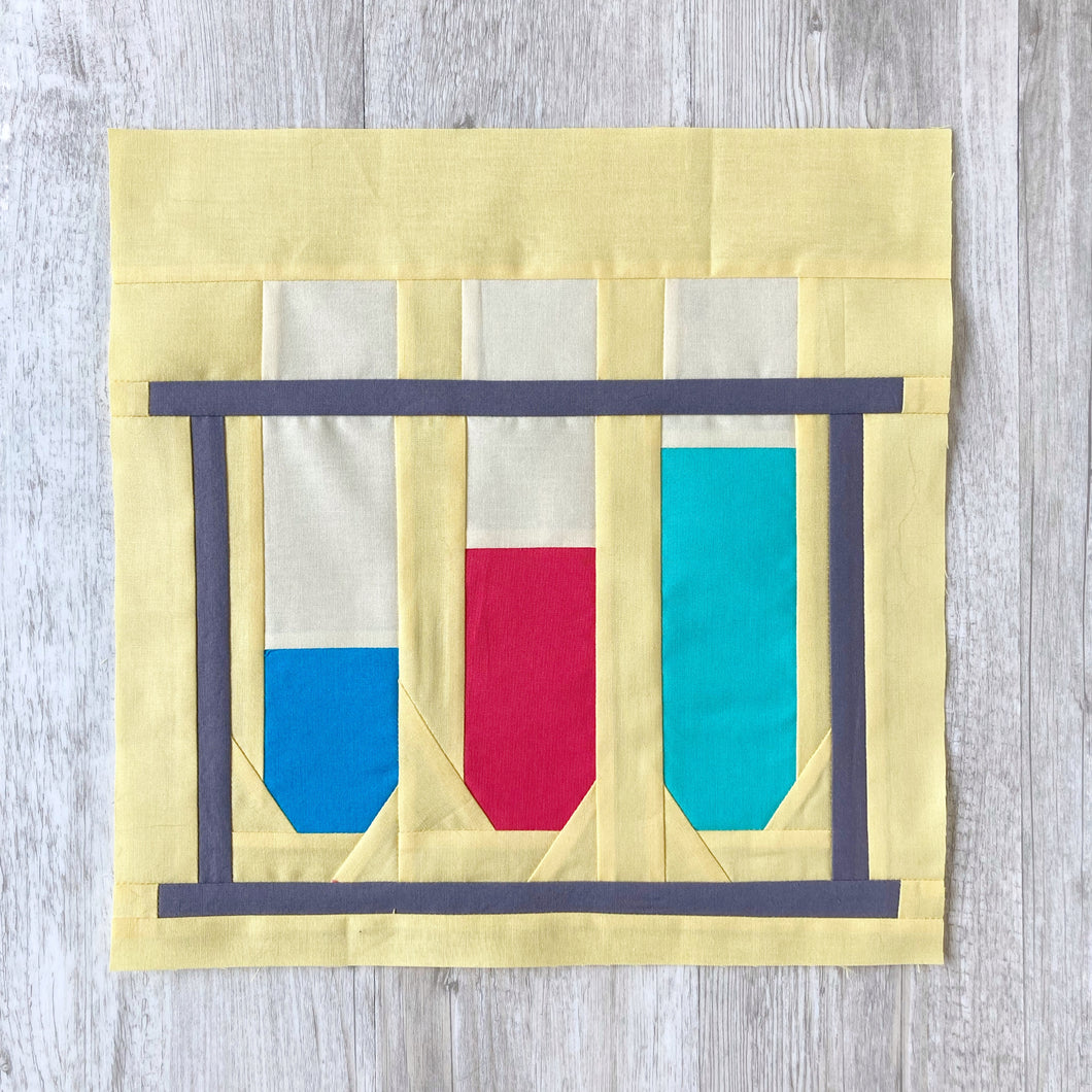 Test Tubes FPP Quilt Block - PDF Instant Download