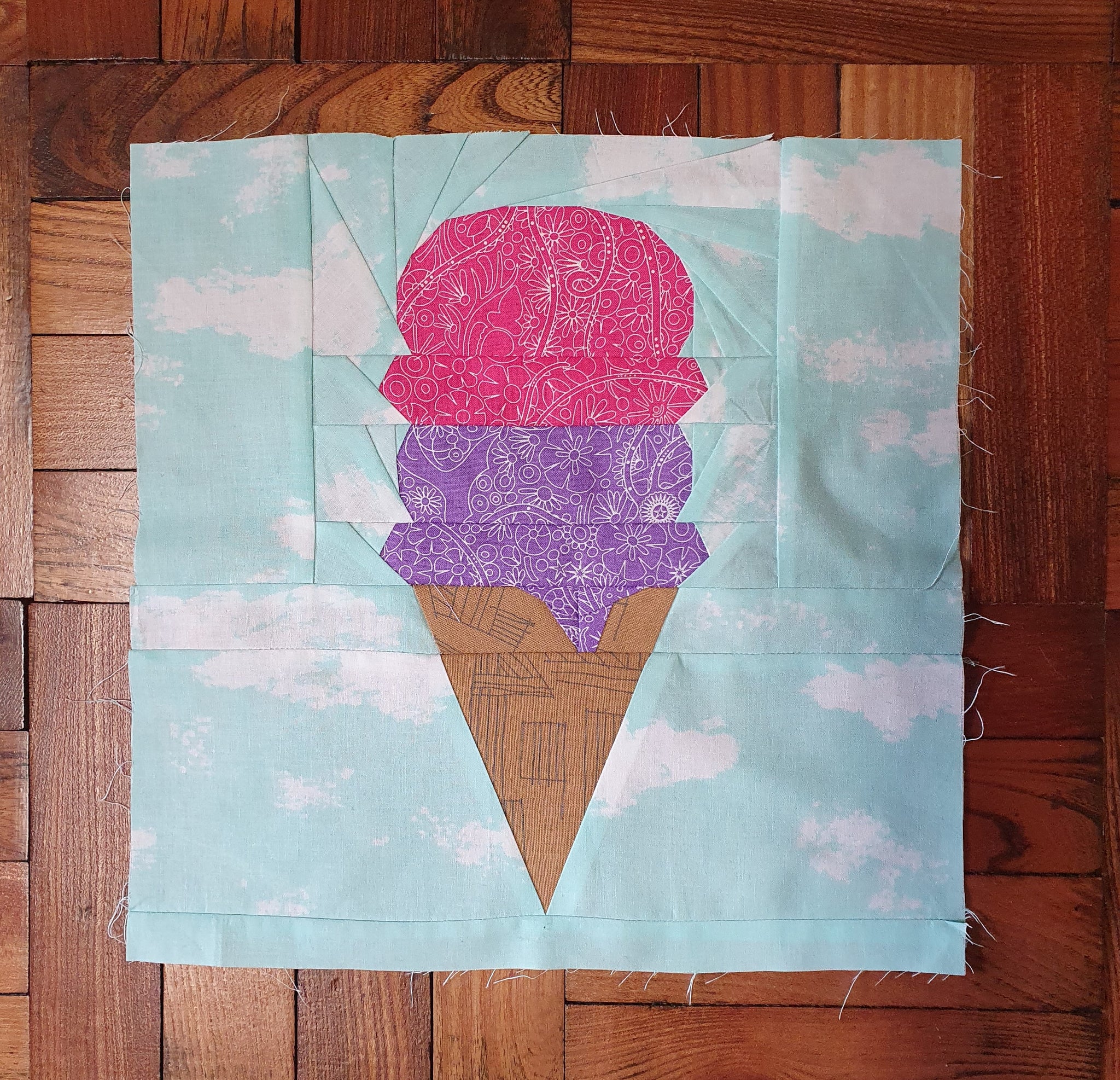 Ice Cream Cone FPP Quilt Block Pattern PDF Penny Spool Quilts