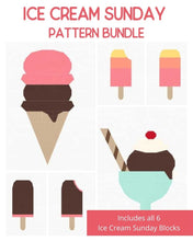 Load image into Gallery viewer, ICE CREAM BUNDLE - All Ice Cream Sunday Quilt Blocks and Bonus Quilt Pattern - PDF

